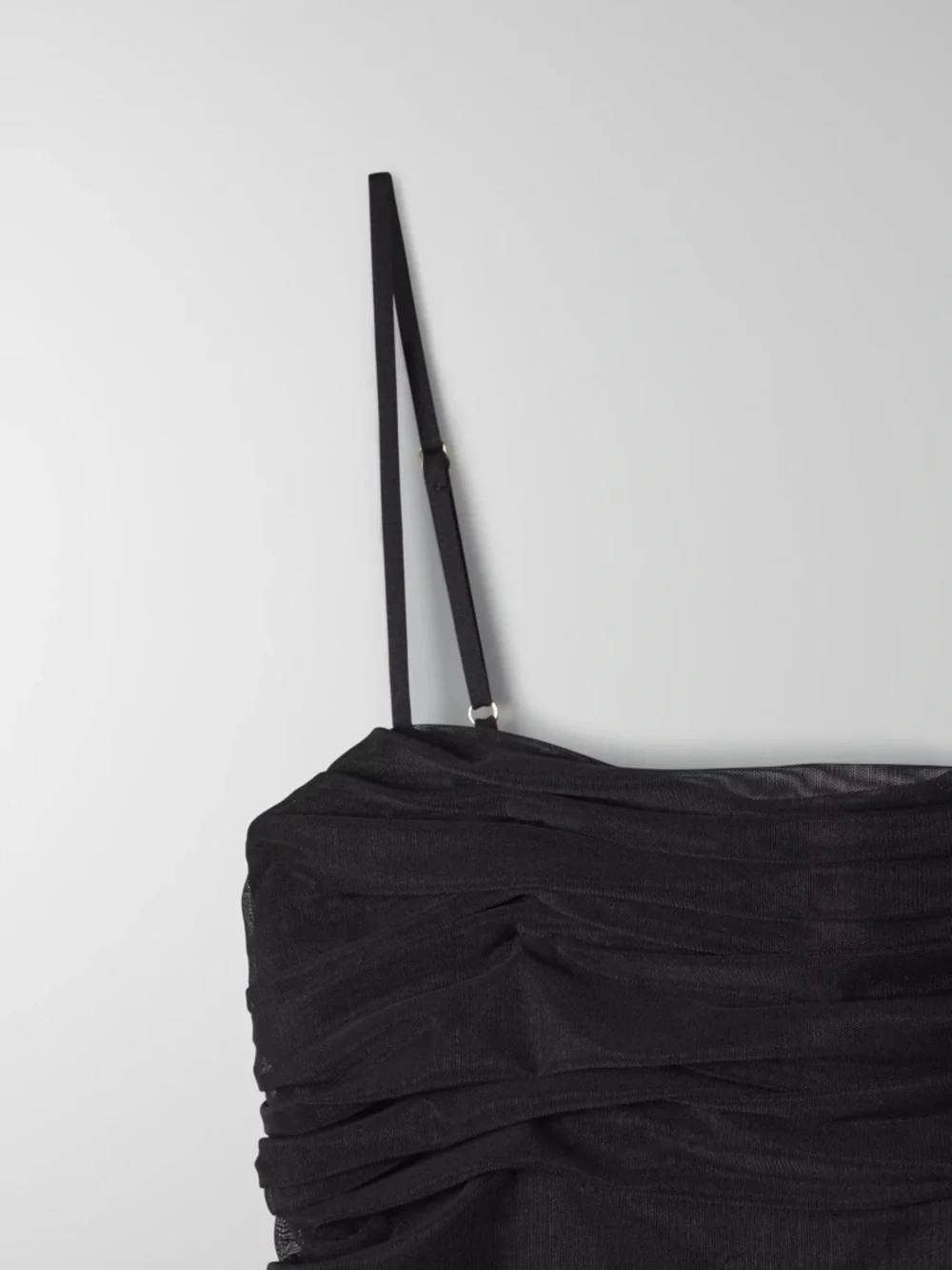 Aritzia Babaton Luxor Ruched Mesh Crop Top Black Size XS Sheer Party - Picture 7 of 14